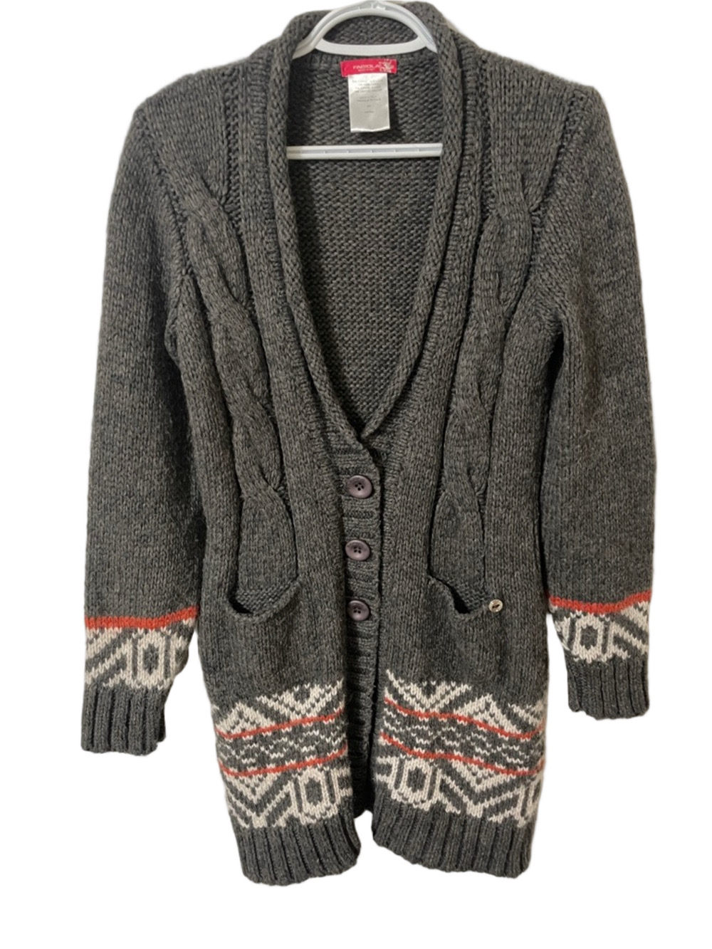 Fabiola Wool & Alpaca Cardigan With Pattern Size Small